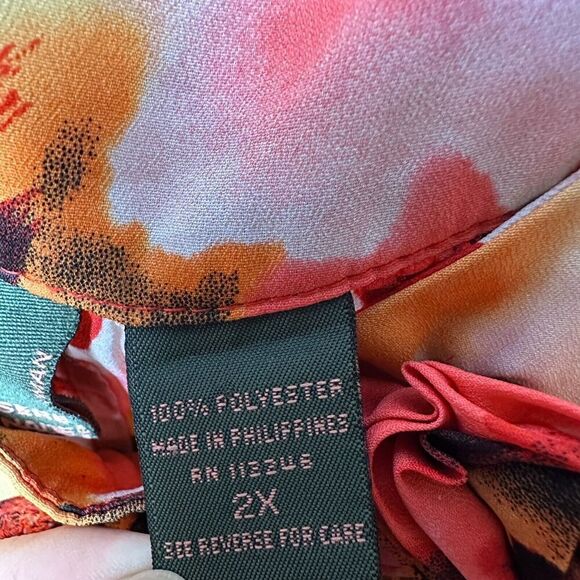 2/$30 Serenade Colorful Floral Blouse Top Size 2X 3D Rosettes Office Boho Modest - Picture 8 of 10